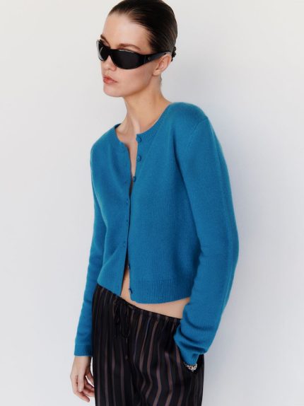Cerulean Clara Cashmere Crew Cardigan