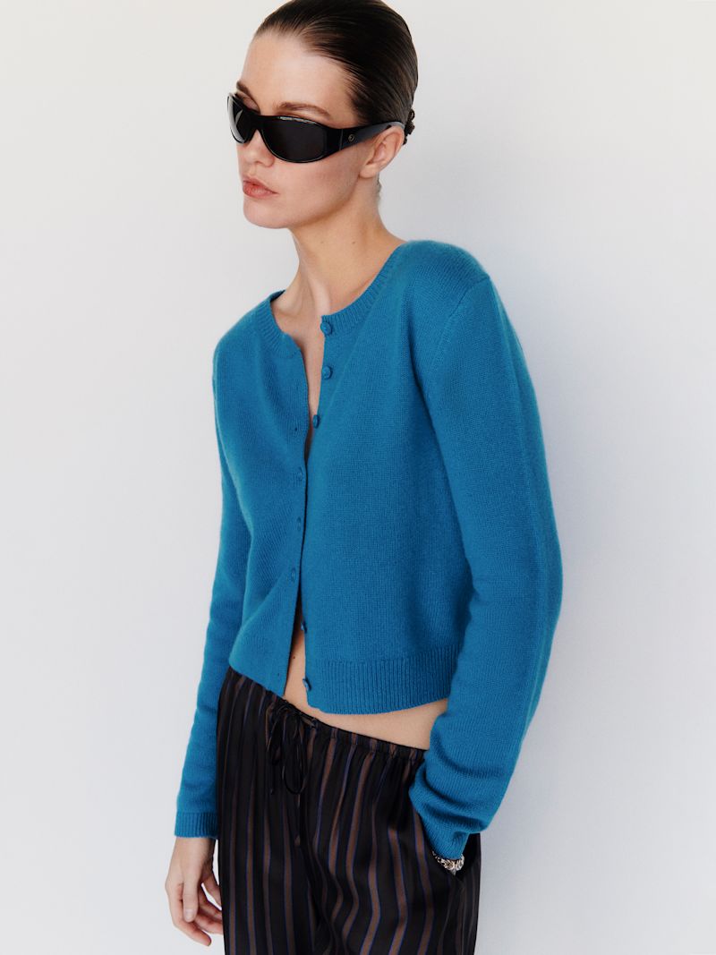 Cerulean Clara Cashmere Crew Cardigan