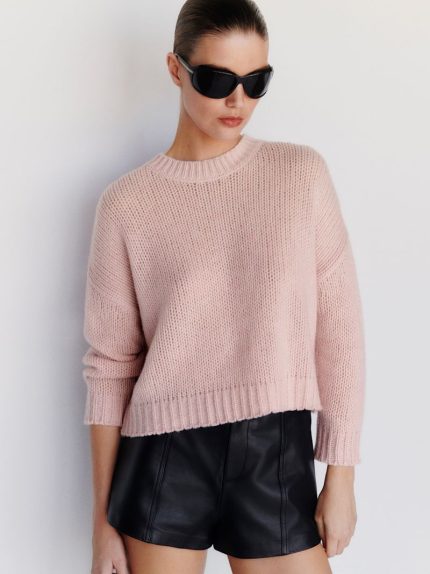 Cherry Blossom Cleo Cashmere Cropped Crew