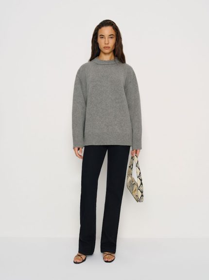 Mid Grey Jo Regenerative Wool Oversized Crew