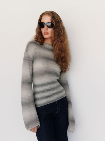 Granite Space Dye Soren Sheer Alpaca Sweater Top