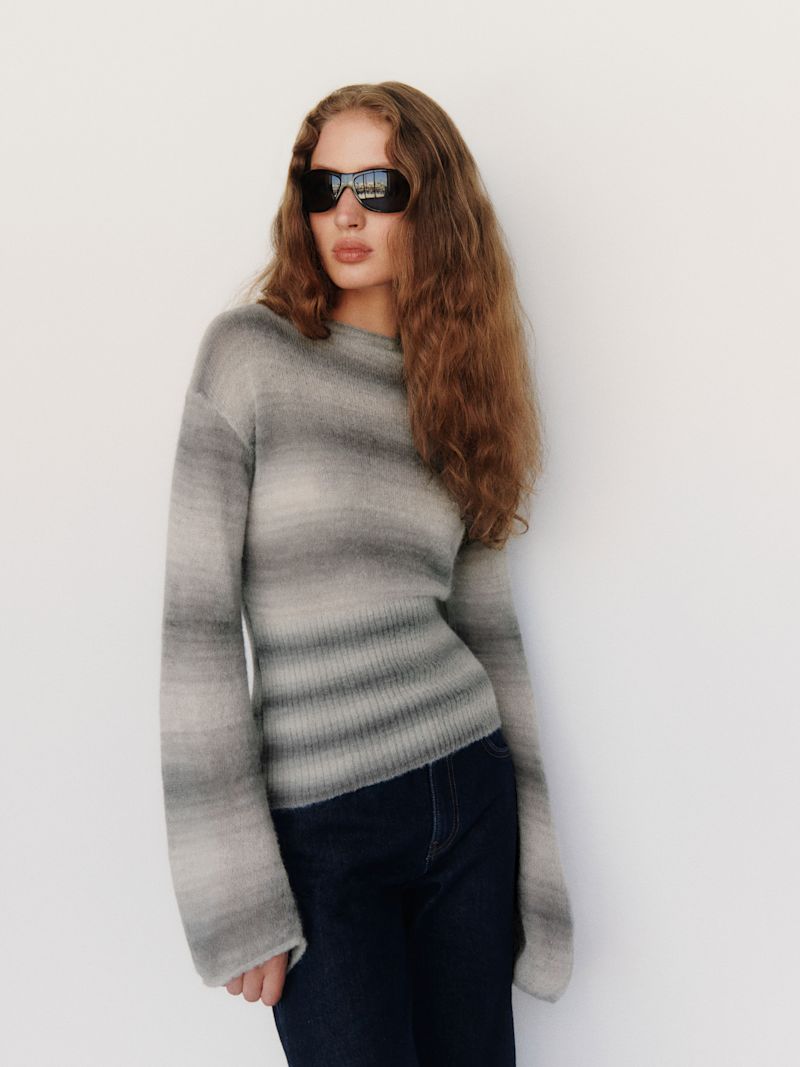 Granite Space Dye Soren Sheer Alpaca Sweater Top