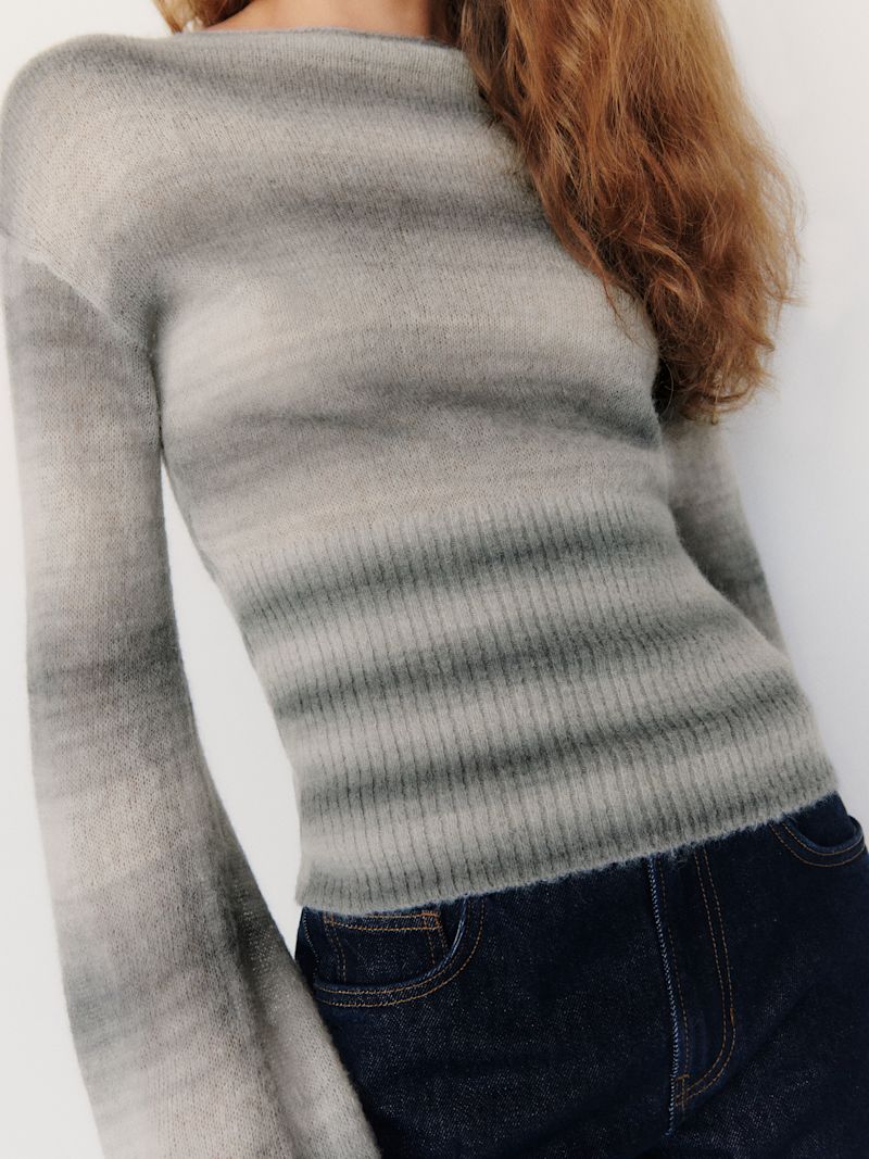 Granite Space Dye Soren Sheer Alpaca Sweater Top - Image 2