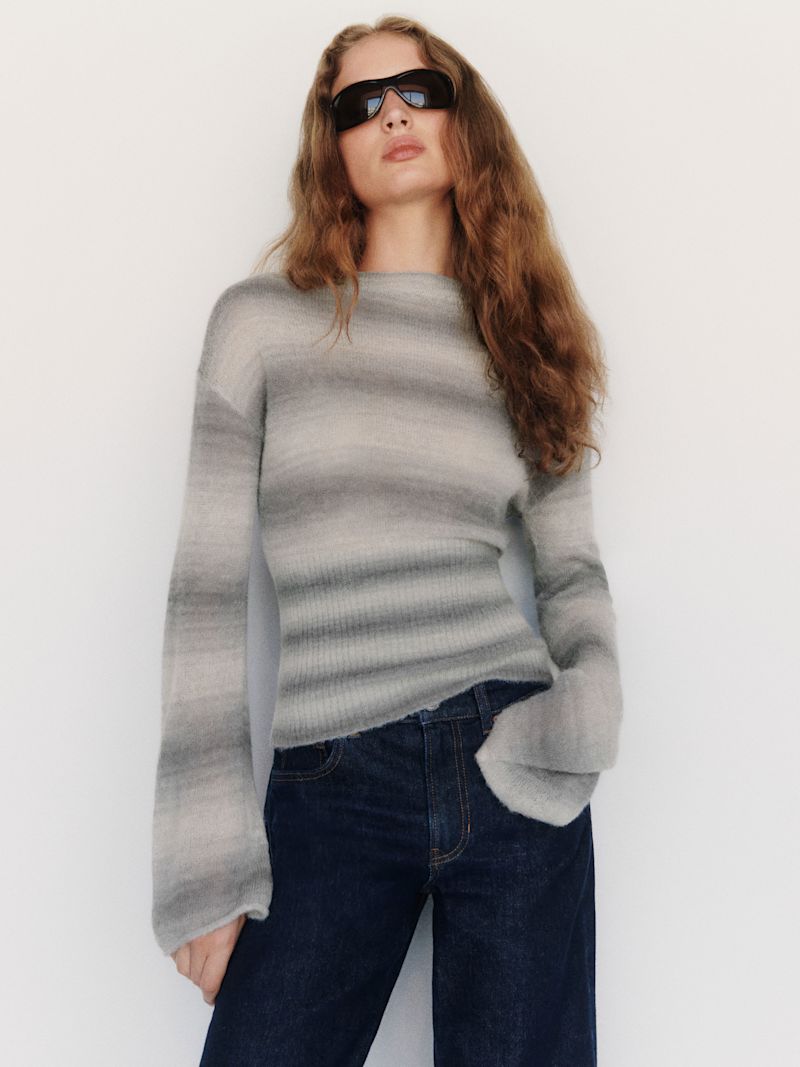 Granite Space Dye Soren Sheer Alpaca Sweater Top - Image 6