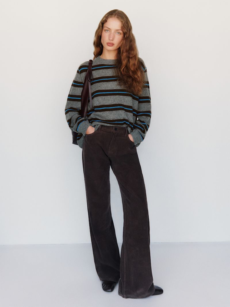 Thunder Cerulean Multi Stripe Cashmere Boyfriend Sweater - Image 5
