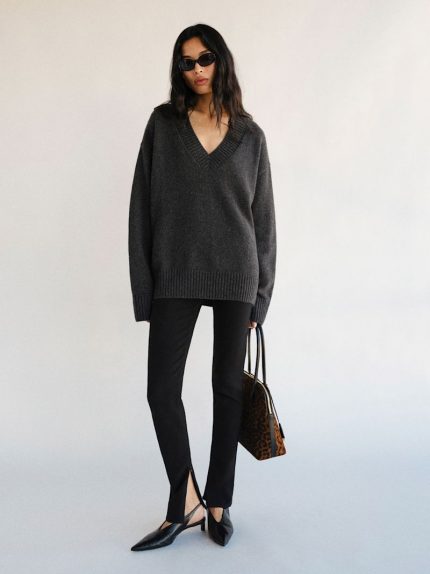 Flannel Jadey Cashmere Oversized V-Neck Sweater
