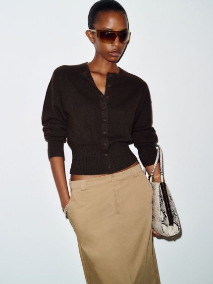 Heathered Black Bean Ronnie Cashmere Cardigan