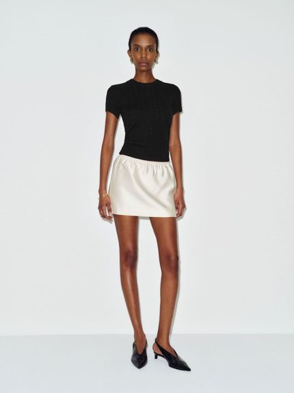 Ribbed Black Darcy Cashmere Tee