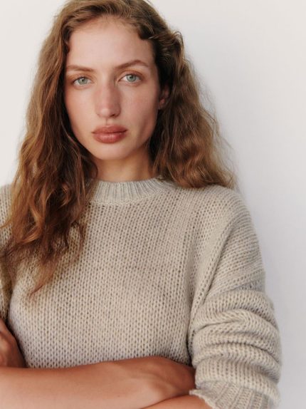 Alabaster Mouline Cleo Cashmere Cropped Crew