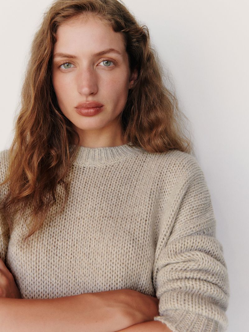 Alabaster Mouline Cleo Cashmere Cropped Crew