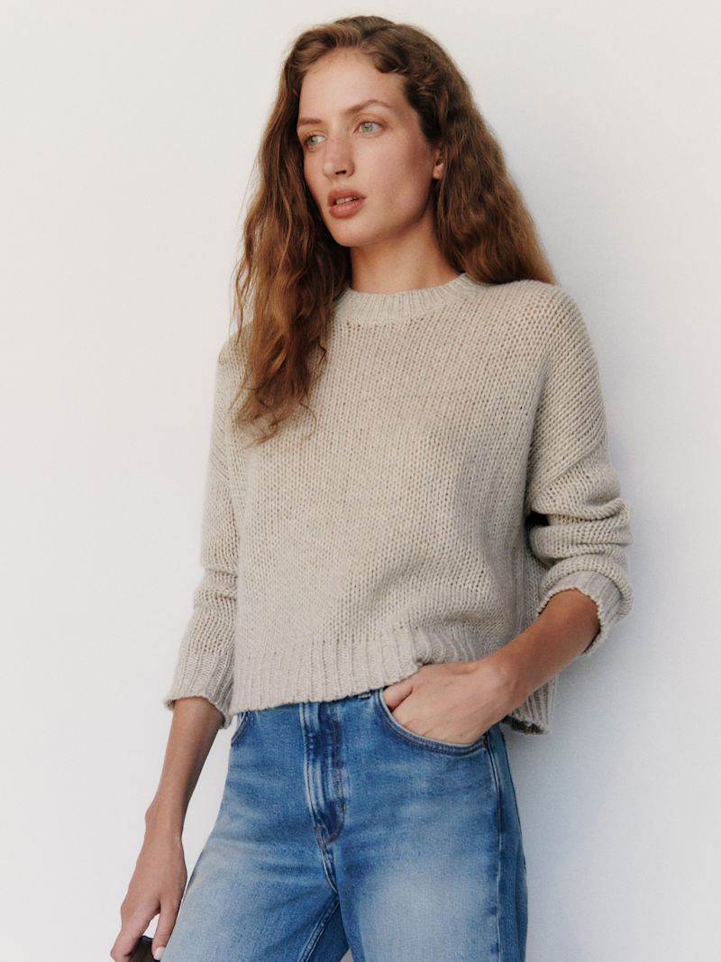Alabaster Mouline Cleo Cashmere Cropped Crew - Image 2