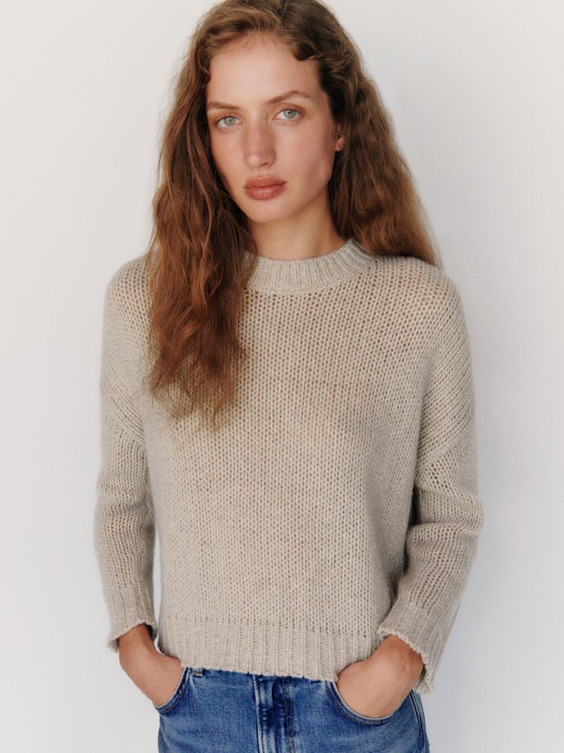 Alabaster Mouline Cleo Cashmere Cropped Crew - Image 5