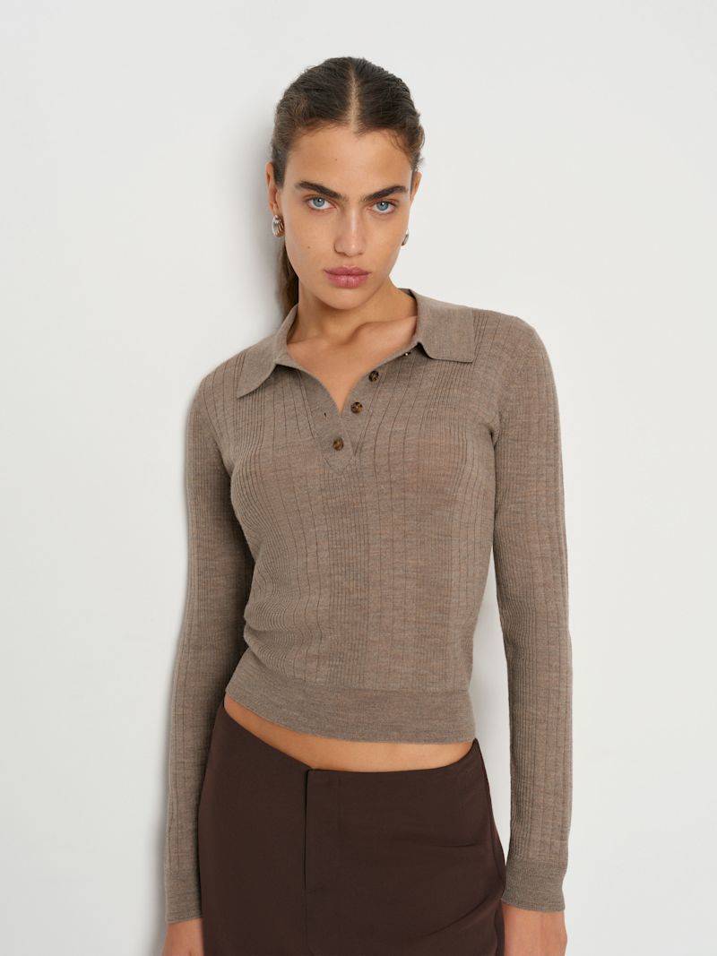 Oatmeal Hermia Regenerative Merino Polo - Image 2