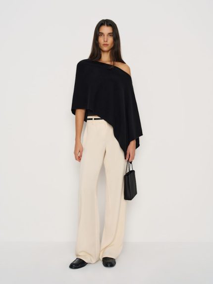 Black Alden Cashmere Poncho