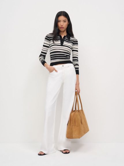 Black Cream Stripe Hermia Regenerative Merino Polo