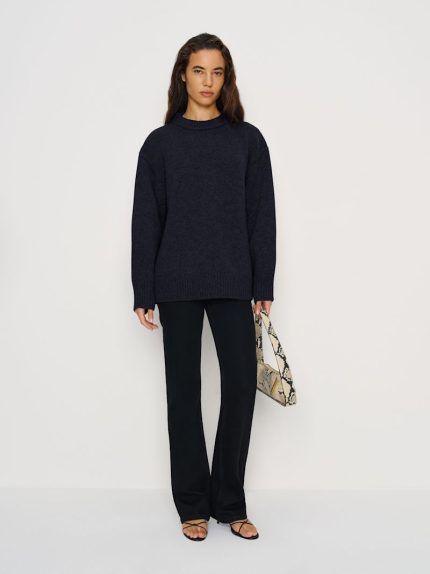 Navy Jo Regenerative Wool Oversized Crew