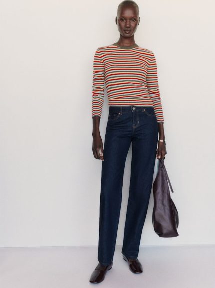 Compost Parmesan Multi Stripe Lian Cashmere Crew Sweater