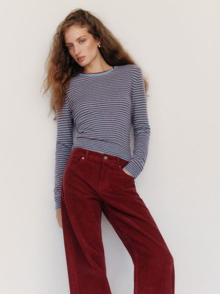 Bluebell Romance Feeder Stripe Lian Cashmere Crew Sweater